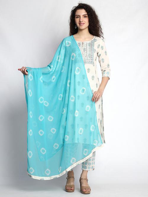 notch neck printed kurta pant set - 19926918 - Very Small Image - 1