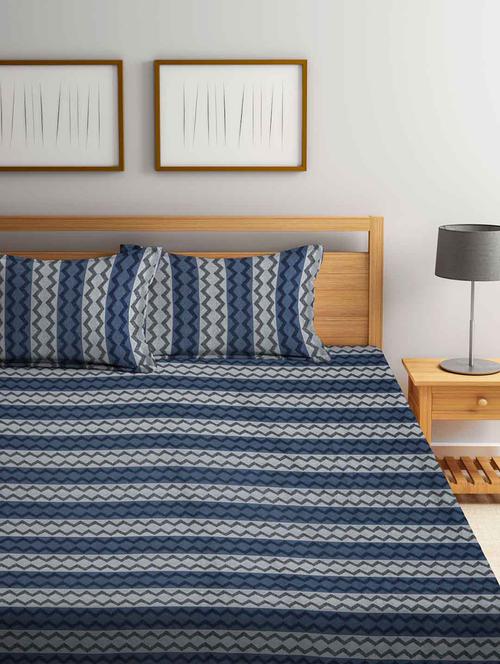 fabinaliv multicolor striped 100% cotton handwoven king size double bedcover with 2 pillow covers - 19926980 - Very Small Image - 1