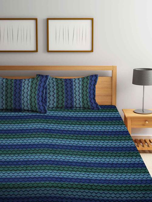 fabinaliv multicolor striped 100% cotton handwoven king size double bedcover with 2 pillow covers - 19926981 - Very Small Image - 1