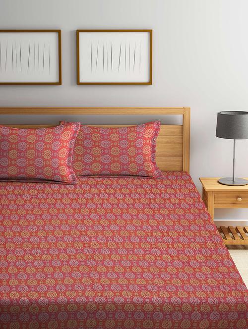 fabinaliv multicolor ethnic 100% cotton handwoven king size double bedcover with 2 pillow covers - 19926988 - Very Small Image - 1