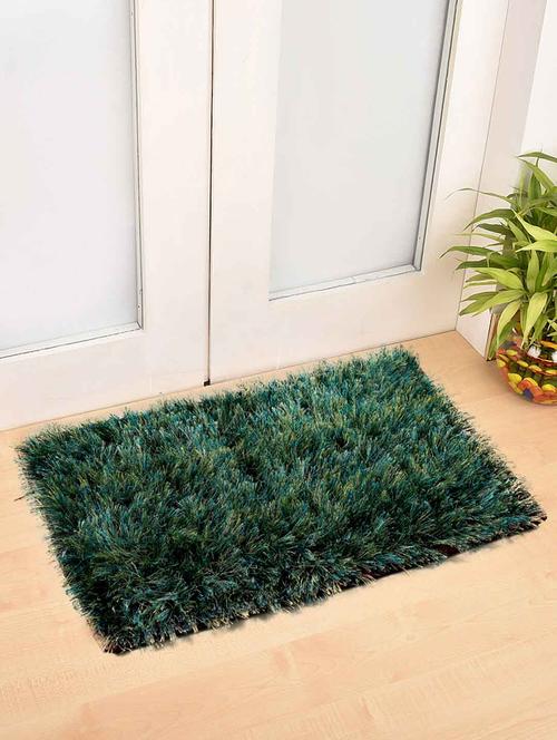 fabinaliv green solid cotton blend door mat (60x42 cm) - 19928043 - Very Small Image - 1
