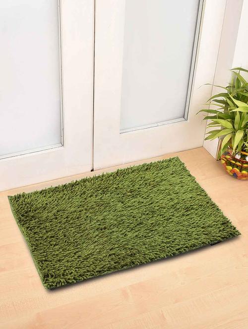 fabinaliv green solid cotton blend door mat (70x45 cm) - 19928053 - Very Small Image - 1