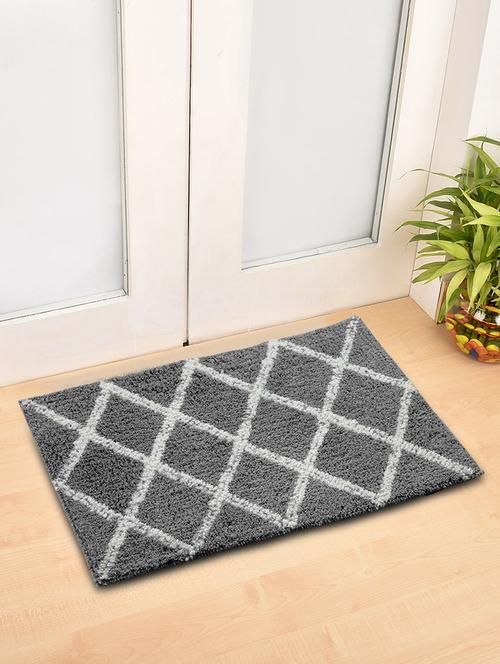 fabinaliv grey geometric cotton blend door mat (60x40 cm) - 19928057 - Very Small Image - 1