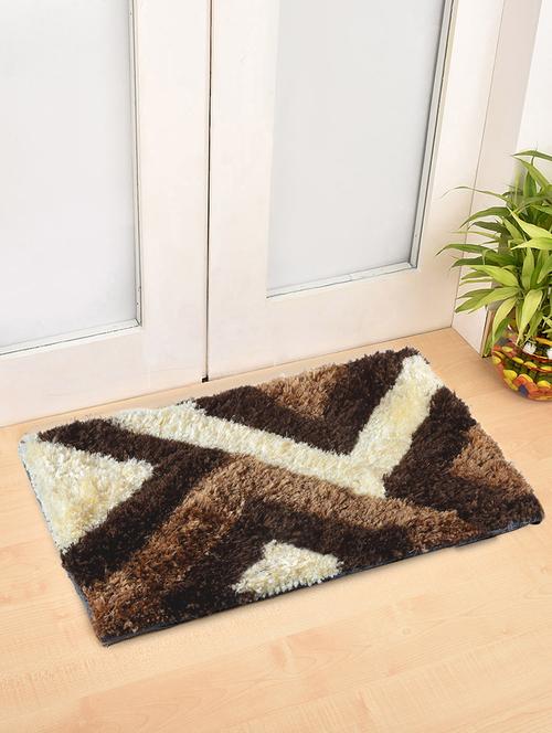 fabinaliv brown geometric polyester door mat (60x40 cm) - 19928072 - Very Small Image - 1