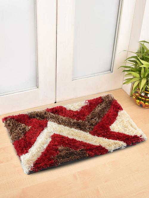fabinaliv red geometric polyester door mat (60x40 cm) - 19928075 - Very Small Image - 1