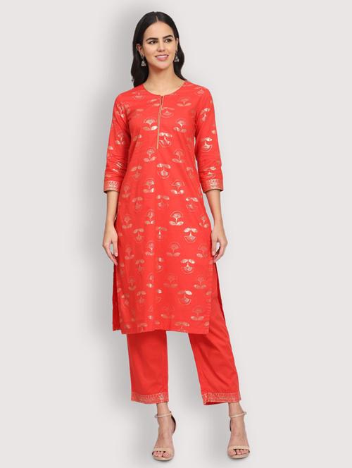round neck printed straight kurta - 19928123 - Very Small Image - 1