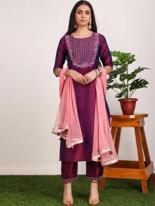 embroidered kurta pant set - 19928144 - Very Small Image - 1