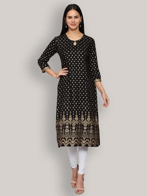 keyhole neck printed straight kurta - 19928242 - Very Small Image - 1