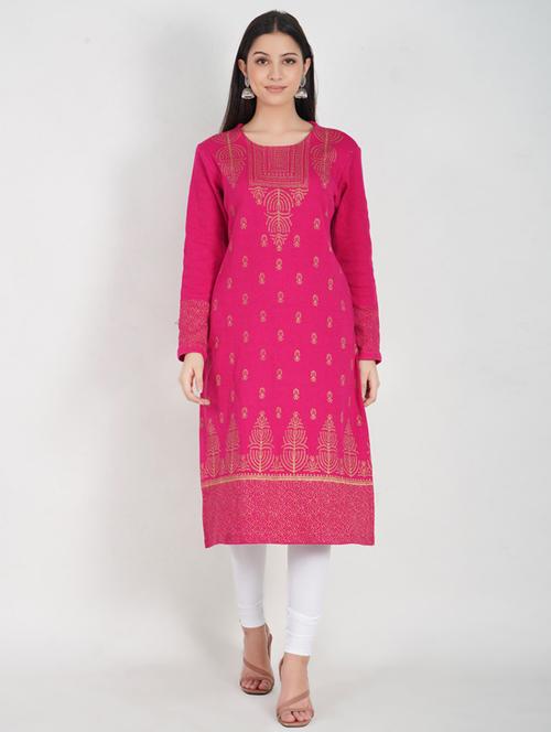 round neck printed straight kurta - 19928289 - Very Small Image - 1