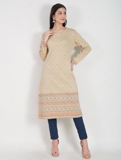 round neck printed straight kurta - 19928290 - Very Small Image - 1