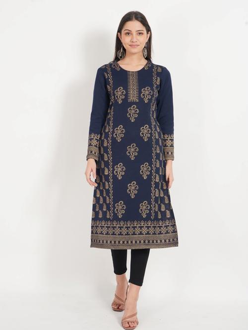 round neck printed straight kurta - 19928301 - Very Small Image - 1