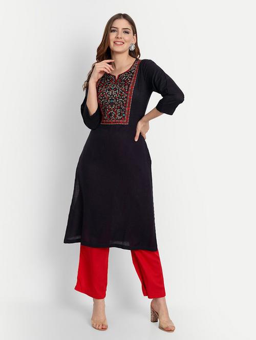 blue embroidered straight kurta - 19928312 - Very Small Image - 1