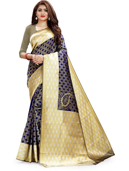 self design woven saree with blouse - 19937532 - Very Small Image - 1