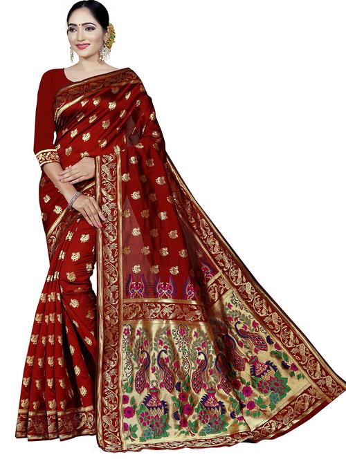 zari woven saree with blouse - 19937580 - Very Small Image - 1