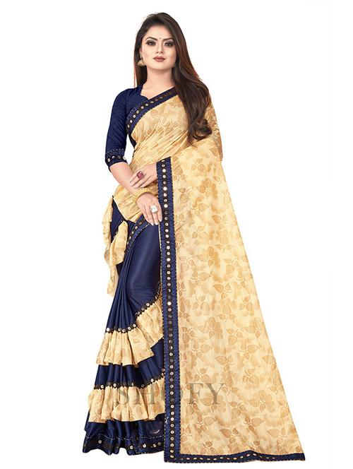 lace bordered printed saree with blouse - 19937586 - Very Small Image - 1