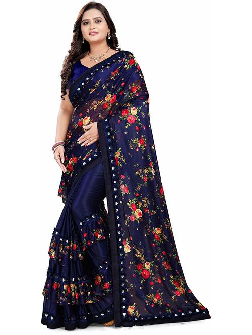 printed saree with blouse - 19937615 - Very Small Image - 1