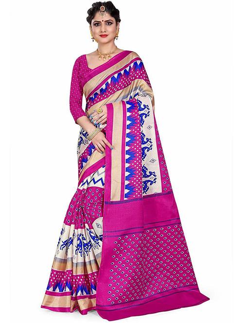 printed bhagalpuri saree with blouse - 19937628 - Very Small Image - 1