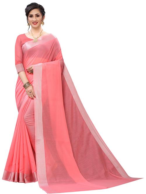 solid bordered saree with blouse - 19937641 - Very Small Image - 1
