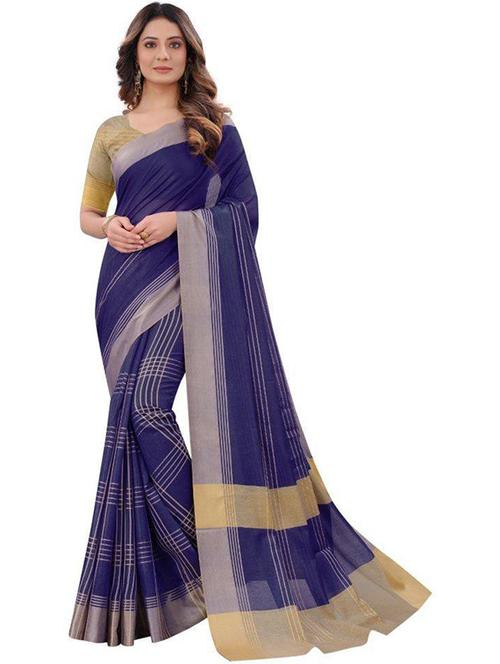checkered woven saree with blouse - 19937677 - Very Small Image - 1