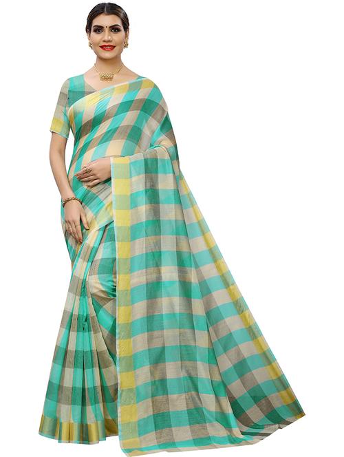 checkered saree with blouse - 19937684 - Very Small Image - 1
