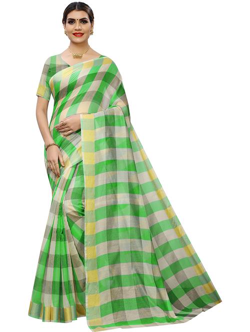 checkered saree with blouse - 19937687 - Very Small Image - 1