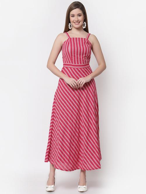 stripes printed fit & flared dress - 19937786 - Very Small Image - 1