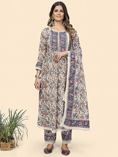 round neck printed suit set - 19938730 - Very Small Image - 1