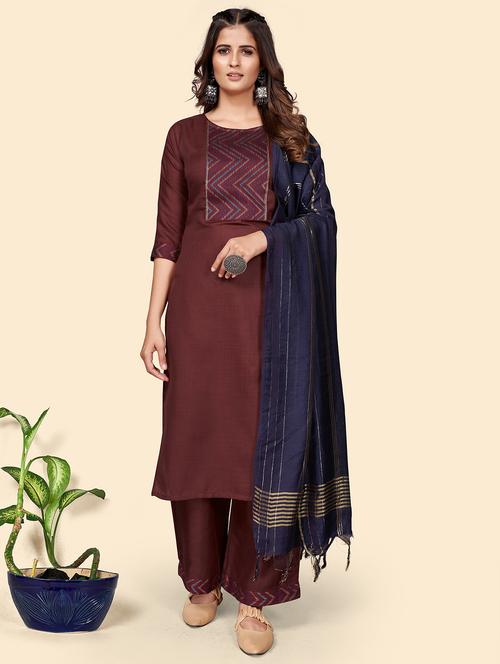 round neck printed suit set - 19938764 - Very Small Image - 1