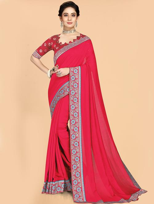 women's bordered red colored saree - 19940840 - Very Small Image - 1
