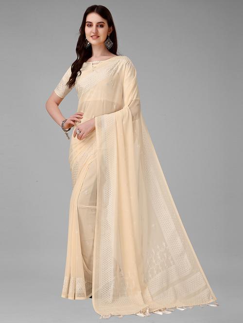 self design embroidered saree with blouse - 19941040 - Very Small Image - 1