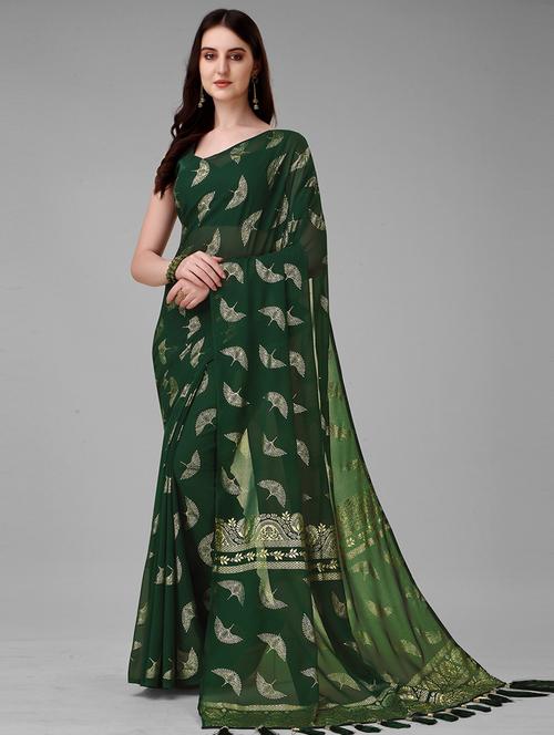 foil printed saree with blouse - 19941050 - Very Small Image - 1