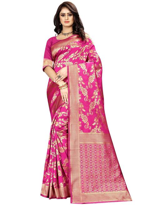 pink silk blend kanjivaram saree - 19941148 - Very Small Image - 1