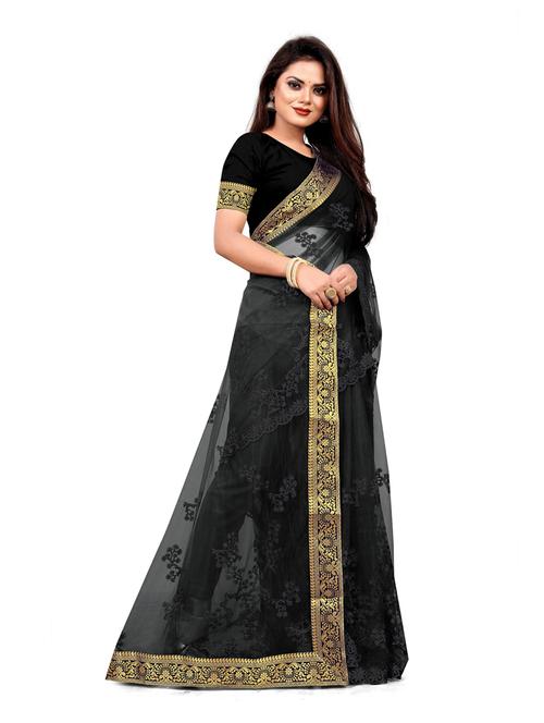 women's bordered black colored saree - 19941345 - Very Small Image - 1
