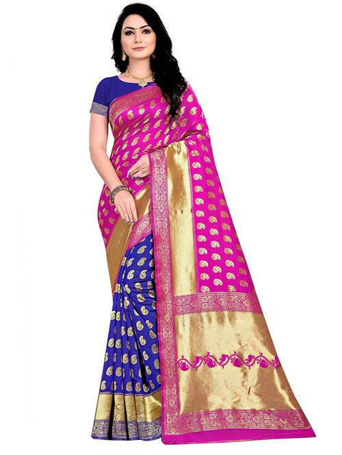 women's self design royal blue colored saree - 19941470 - Very Small Image - 1