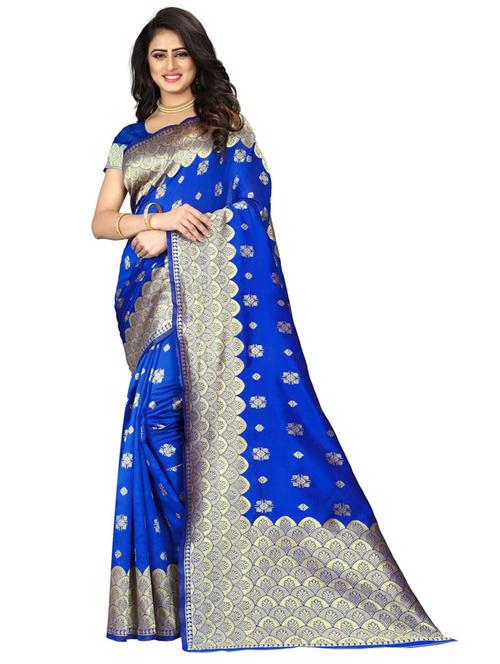 blue silk blend banarasi saree - 19941528 - Very Small Image - 1
