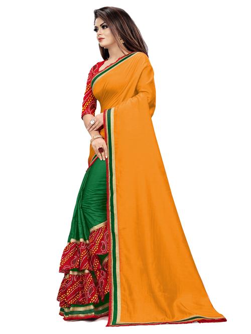 ruffle detailed half & half saree - 19941573 - Very Small Image - 1