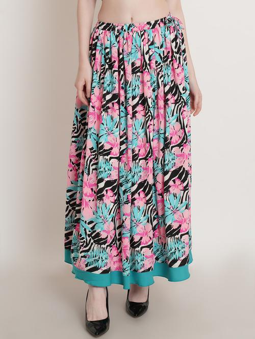 multi colored floral print flared maxi skirt - 19941655 - Very Small Image - 1