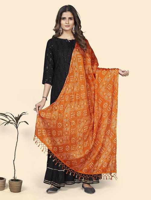 orange art silk dupatta - 19942586 - Very Small Image - 1