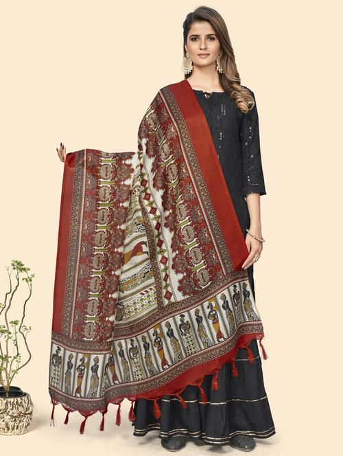 red art silk dupatta - 19942604 - Very Small Image - 1