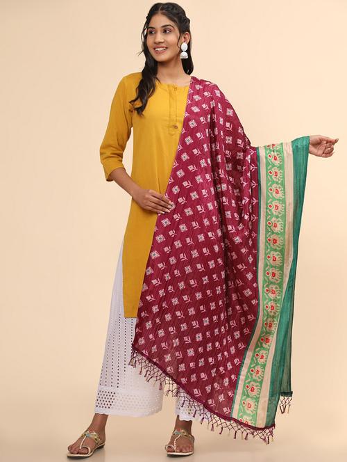 purple silk blend dupatta - 19942605 - Very Small Image - 1