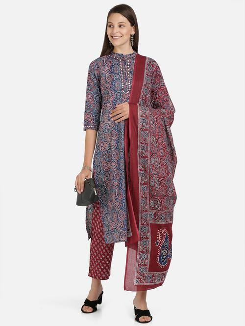 printed kurta dupatta set - 19942656 - Very Small Image - 1