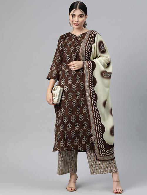 printed kurta dupatta set - 19942702 - Very Small Image - 1