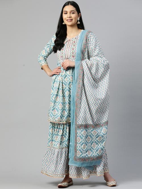 printed kurta sharara set - 19942721 - Very Small Image - 1