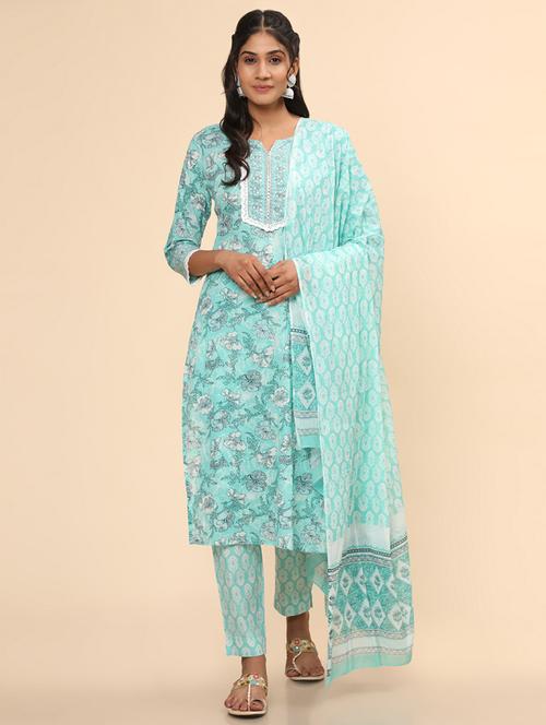 printed kurta dupatta set - 19942730 - Very Small Image - 1