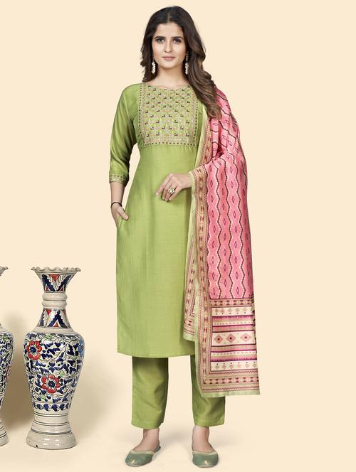 embroidered kurta dupatta set - 19942740 - Very Small Image - 1