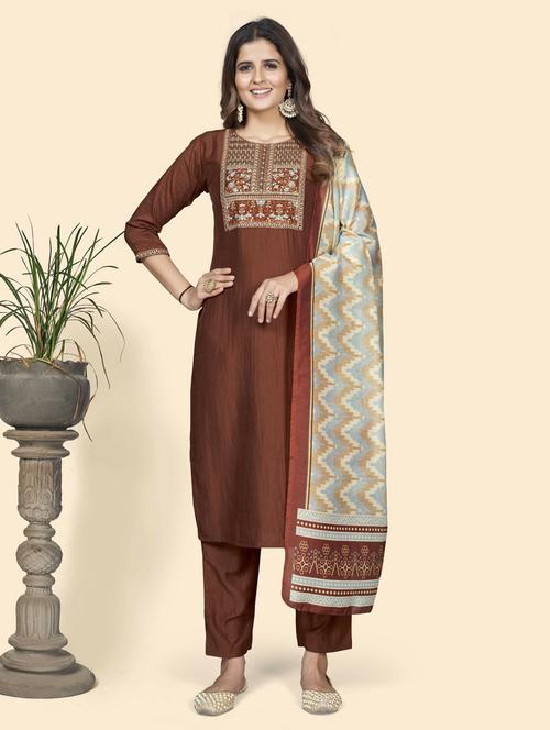 embroidered kurta dupatta set - 19942741 - Very Small Image - 1