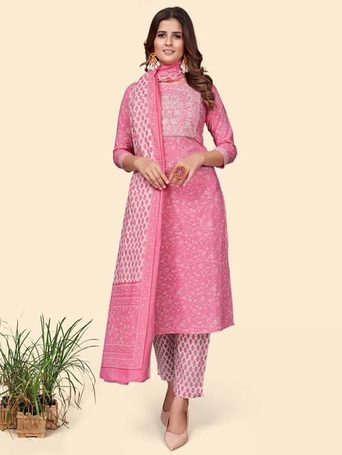 printed kurta dupatta set - 19942761 - Very Small Image - 1