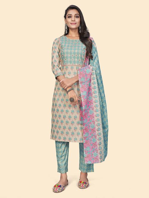 printed kurta dupatta set - 19942798 - Very Small Image - 1