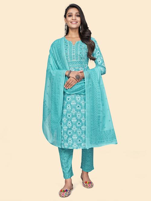 printed kurta dupatta set - 19942799 - Very Small Image - 1