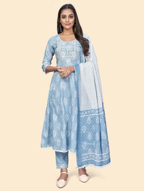 printed kurta dupatta set - 19942802 - Very Small Image - 1